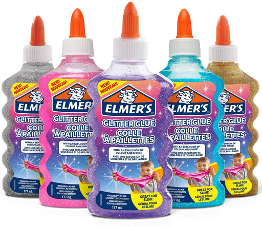 Elmer's Glitter Glue Colla Vinilica Glitterata Ideale Per Creare Slime,  Colla Vinilica Per Slime Gioco 177 Ml. 
