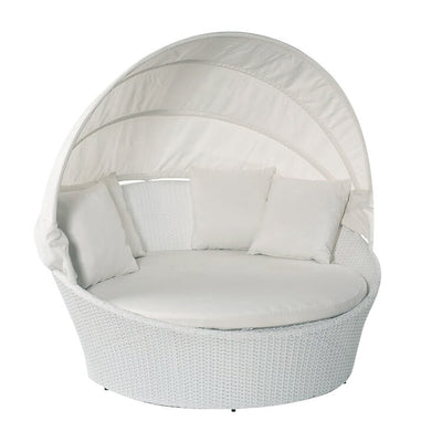 MAIUS - divano da giardino circolare completo di cuscini e parasole Bianco Milani Home
