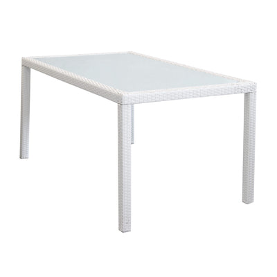 AXONA - tavolo intreccio in rattan sintetico e vetro 150x90 Bianco