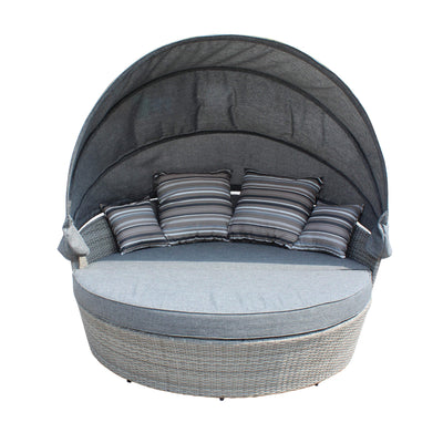 MARS - divano da giardino circolare completo di cuscino intreccio in rattan sintetico Grigio Milani Home