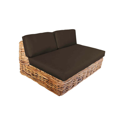 ROSEUS - divano da giardino componibile completo di cuscino intreccio in rattan naturale Marrone Milani Home