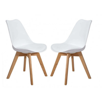 MARGOT - set di 2 sedie moderne imbottita con gambe in legno Bianco Milani Home