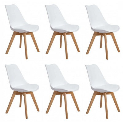 MARGOT - set di 6 sedie moderne imbottita con gambe in legno Bianco Milani Home