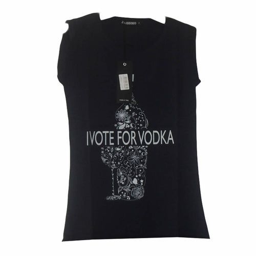 art.jrod-01 I Vote for Vodka Canottiera maglia smanicata donna rosso o nero con stampa J.Rodino art. jrod-01 abbigliamento donna L'Orchidea - Siderno, Commerciovirtuoso.it