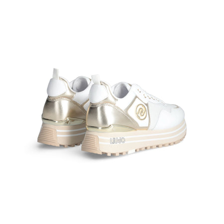 Liujo Donna Sneakers Platform in Pelle E Mesh BA4053PX03001111 BIANCO/ORO