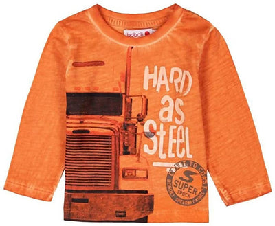 T-Shirt Bimbo Arancione Stampa Camion Arancio Maglia Maniche Lunghe Bambino in Cotone Girocollo Multi Color Maglietta in Cotone t-shirt baby maschio Piccole Canaglie - Tropea, Commerciovirtuoso.it