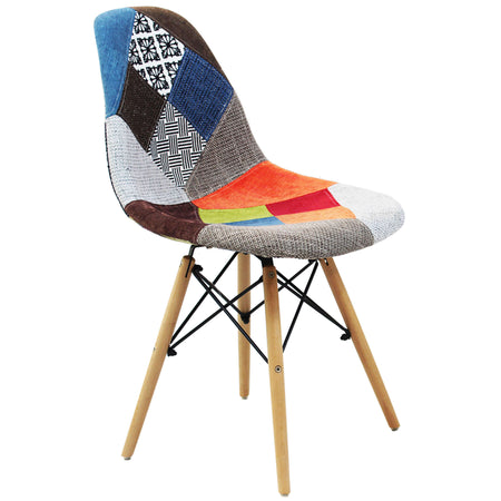JULIETTE - set di 6 sedie moderne in tessuto patchwork con gambe in legno Multicolor Milani Home