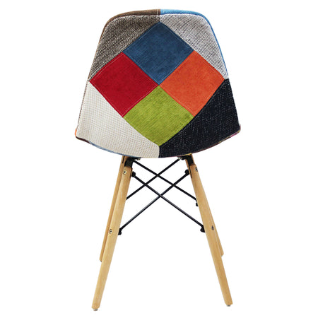 JULIETTE - set di 6 sedie moderne in tessuto patchwork con gambe in legno Multicolor Milani Home