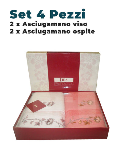 Set 4 Asciugamani in spugna 2 viso + 2 ospite Dea Battaglia 100% cotone tessile L'Orchidea - Siderno, Commerciovirtuoso.it