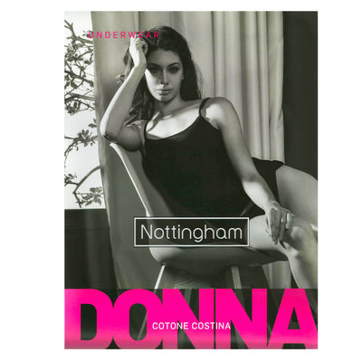 Nottingham Canottiera Donna Spalline Sottili 100% Cotone Canotta Tinta Unita Art. Vs4014bw