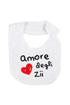 BabyVip Bavetta in cotone con stampa amore della zia o amore di zio o amore degli zii divertente, funny, colorato, simpatico