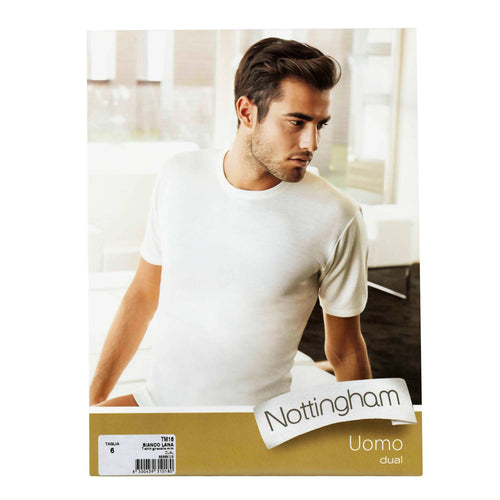 Maglia intima Uomo Mezza manica e Girocollo Bianca Corpetto da uomo Nottingham Bianco in lana e cotone a Maniche corte art.tm16 Corpetto Maglia Intimo uomo L'Orchidea - Siderno, Commerciovirtuoso.it