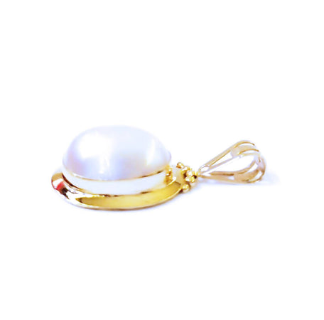 Ciondolo Oro Giallo 18ct E Perla Ovale Mabè 3.5cm Pendente Per Collana