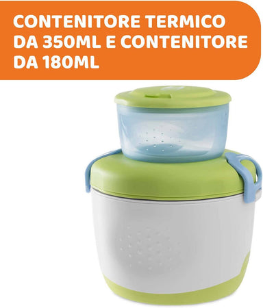 Chicco Thermos Portapappa System Easy Meal Contenitore Termico 350ml per  Alimenti Contenitore 180ml Con Cucchiaio Da Viaggio E Custodia Mantiene La  Temperatura Fino a 6 Ore 14.5x14.5x19.5cm 