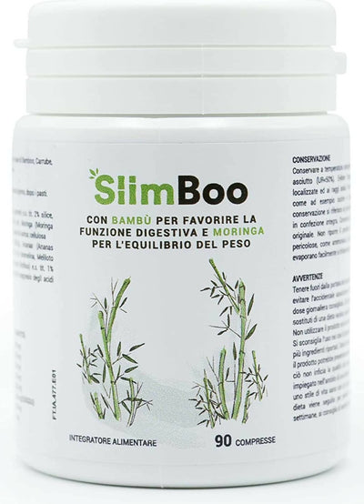 SlimBoo Anticellulite e Drenante con Bambù, Ananas, Melitolo, Moringa e Carrube 100% Naturale - 90 Compresse, Made in Italy