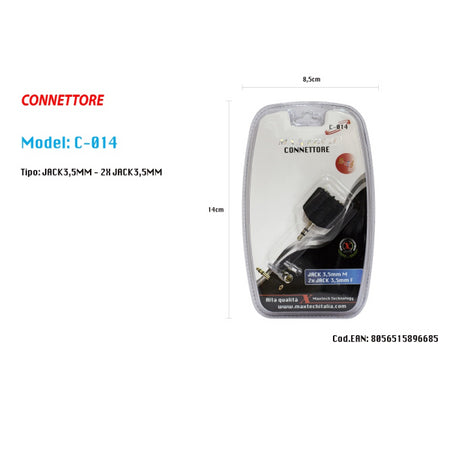 Adattatore Connettore Cavo Jack 3.5 Audio Stereo Cuffie Ipod Mp3 Maxtech C-014