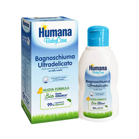Humana Baby Care Bagnoschiuma Ultradelicato Per Bambini 200 Ml Humana Bio  99% Di Ingredienti Naturali 