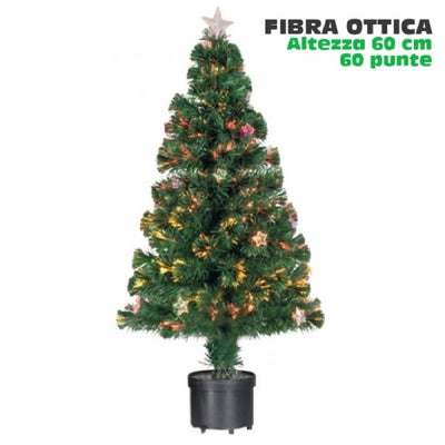 Albero Di Natale Fibra Ottica Stars 60cm 60 Punte 9 Stelle Colore Verde
