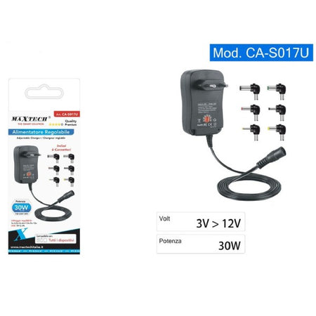 Alimentatore Universale Regolabile Da 3v A 12v Caricabatterie 30w Maxtech Ca-s017u
