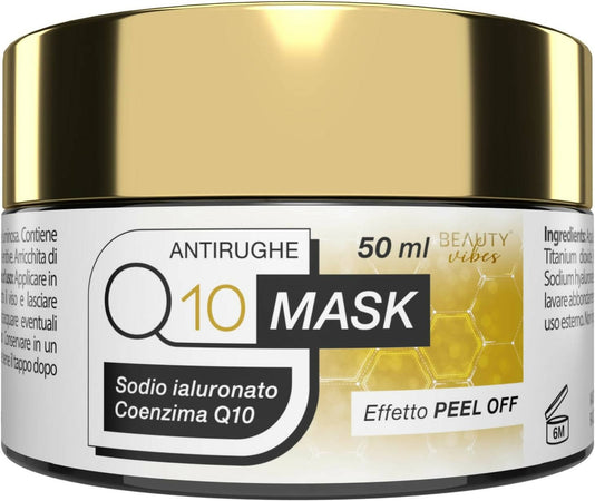 Q10 Mask Makeup Ad Effetto Peel Off Antiage Water Resistant | Arricchito Con Sodio Ialuronato E Coenzima Q10 | Maschera Viso Antirughe Donna 50ml