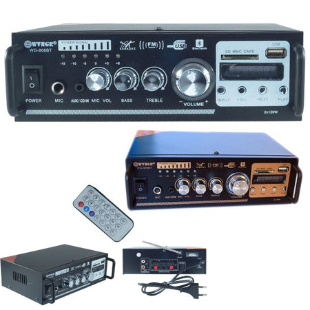 Amplificatore Audio Stereo 2 Canali Bluetooth Microfono Usb Sd Mp3 Karaoke 806bt