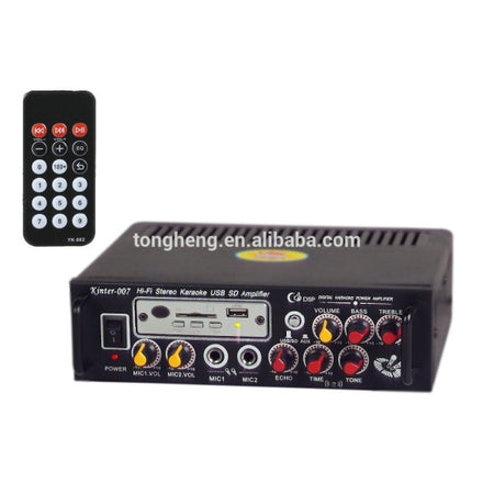 Amplificatore Audio Stereo Mp3 Usb Sd Card Radio Fm 50w 2 Ingressi Rca Ma-007