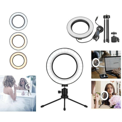 Anello Punto Luce Led Fotografia Makeup Video Diffusore Circolare 6 16cm Dimmer