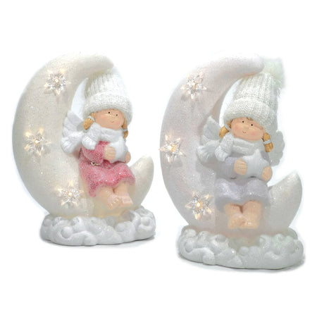 Statuetta decorativa "Angelo su Luna" decorazione bianco per Natale h35 cm Casa e cucina/Decorazioni per interni/Addobbi e decorazioni per ricorrenze/Decorazioni natalizie/Schiaccianoci MagiediNatale.it - Altamura, Commerciovirtuoso.it