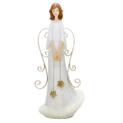 Statuetta decorativa Angelo con ali decorazione bianco e oro per Natale h30 cm Casa e cucina/Decorazioni per interni/Addobbi e decorazioni per ricorrenze/Decorazioni natalizie/Schiaccianoci MagiediNatale.it - Altamura, Commerciovirtuoso.it