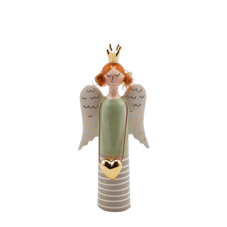 Statuetta decorativa "Angelo con Cuore" decorazione Verde per Natale h 30 cm Casa e cucina/Decorazioni per interni/Addobbi e decorazioni per ricorrenze/Decorazioni natalizie/Schiaccianoci MagiediNatale.it - Altamura, Commerciovirtuoso.it