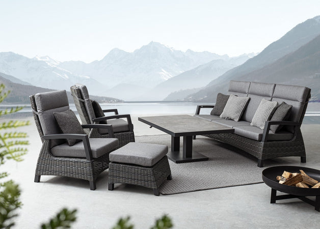 Divano "Britton" a tre posti, reclinabile, con cuscini comodi e sfoderabili, in alluminio Giardino e giardinaggio/Arredamento da giardino e accessori/Divani Decor Space - Altamura, Commerciovirtuoso.it