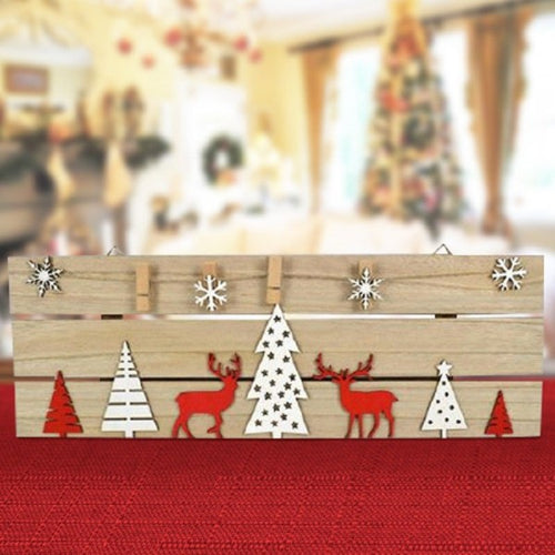 Appendino Natalizio In Legno Con Mollette E Disegni 53cm Decorazioni Natalizie