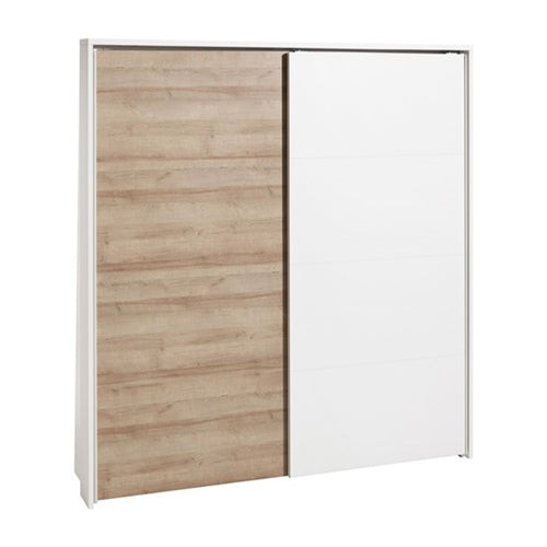 Armadio in legno con 2 ante scorrevoli bianco laccato e rovere 150 x h 220 cm Made in Italy Casa e cucina/Arredamento/Camera da letto/Armadi Decor Space - Altamura, Commerciovirtuoso.it