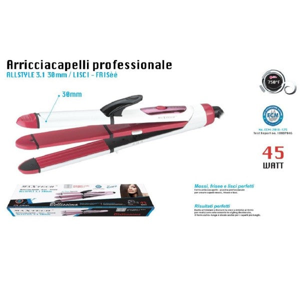 Arricciacapelli Professionale Piastra 3in1 Pi-ca014 Capelli Mossi Lisci  Frise 45w - commercioVirtuoso.it