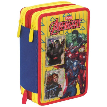 Astuccio Completo 3 Zip Avengers Supereroi Accessoriato Bambini Scuola Elemntare