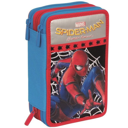 Astuccio Completo 3 Zip Spiderman Uomo Ragno Accessoriato Per Bambini Set Scuola