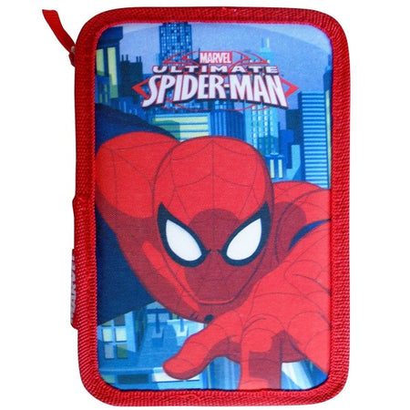 Astuccio Spiderman Marvel 3 Zip 20x13x6.5cm Uomo Ragno Accessoriato Scuola Bambini