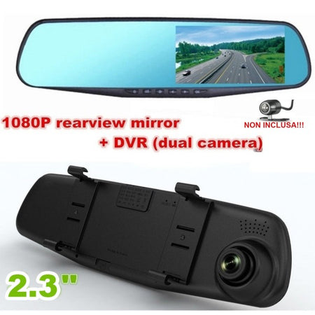 Auto Rearview Specchietto Dvr Telecamera Full Hd 1080p 2.3 "lcd Per Retrocamera