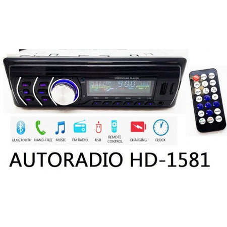 Autoradio Stereo Bluetooth Fm Auto Mp3 Usb Sd Card Aux Radio Con Telecomando