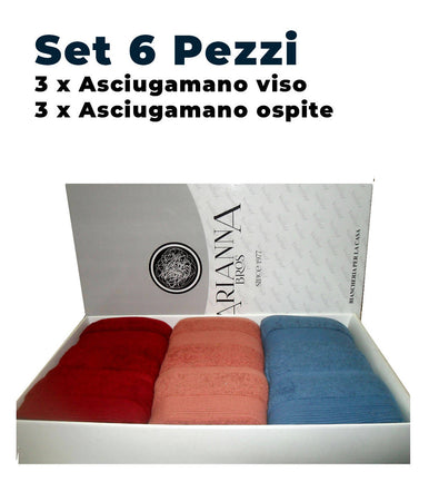 6 Pezzi Set asciugamani in spugna monocolore 100% puro cotone 3 viso + 3 ospiti art. Venezia ARIANNA tessile L'Orchidea - Siderno, Commerciovirtuoso.it