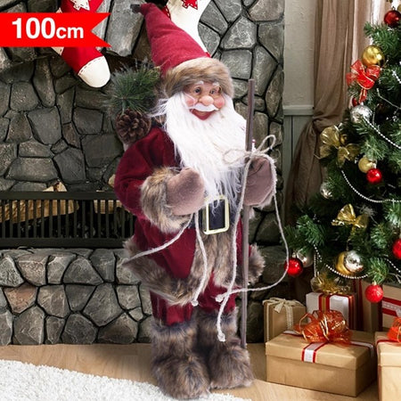 Babbo Natale Nordico 100cm In Plastica Vestiti In Tessuto Decorazione Natalizia