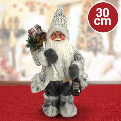 Babbo Natale Nordico 30 Cm Con Vestiti In Lana E Peluche Decorazioni Natalizie