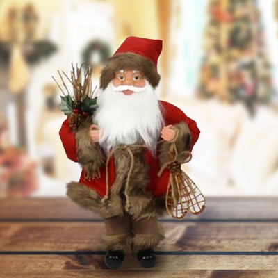 Babbo Natale Nordico In Plastica Vestiti In Tessuto 30cm Decorazione Natalizia