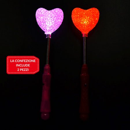 Bacchetta Luminosa Cuore San Valentino Regalo Decorazione Led Gadget Festa 2 Pz
