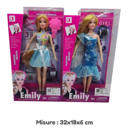 Bambola Emily Fashion Design Con Abito Colorato Accessori Gioco Per Bimbe Et? 3+