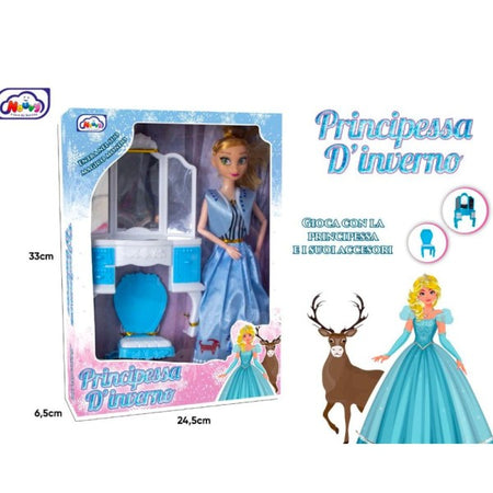 Bambola Principessa D'inverno Magico Mondo Inclusi 2 Accessori Gioco Per Bambine