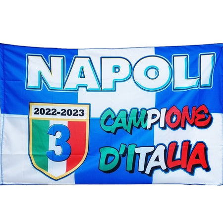 Bandiera Celebrativa Della Festa Terzo Scudetto Calcio Napoli Campione D'italia