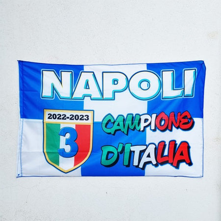 Bandiera Napoli Campione D'italia Scudetto Calcio Squadra Azzurro 90x140 Cm
