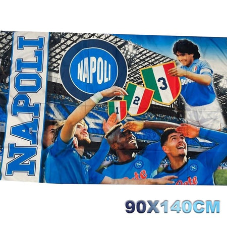 Bandiera Napoli Sguardo Al Cielo Diego Armando Maradona Terzo Scudetto 90x140cm
