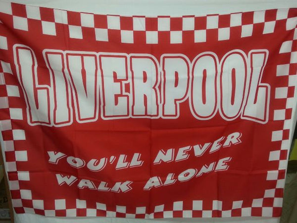 Bandiera Liverpool You ll never walk alone Sport e tempo libero/Fan Shop/Calcio/Abbigliamento/Sciarpe e scialli Il Distintivo - Pesaro, Commerciovirtuoso.it
